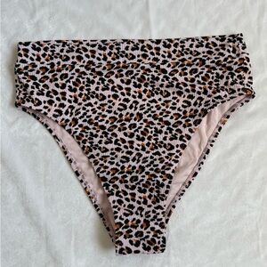 Leopard Print High-Waisted Bikini Bottoms